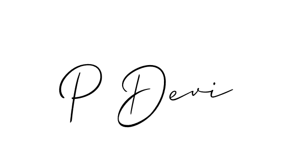 Use a signature maker to create a handwritten signature online. With this signature software, you can design (Allison_Script) your own signature for name P Devi. P Devi signature style 2 images and pictures png