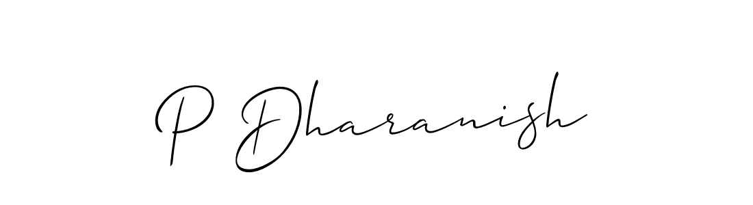 Create a beautiful signature design for name P Dharanish. With this signature (Allison_Script) fonts, you can make a handwritten signature for free. P Dharanish signature style 2 images and pictures png