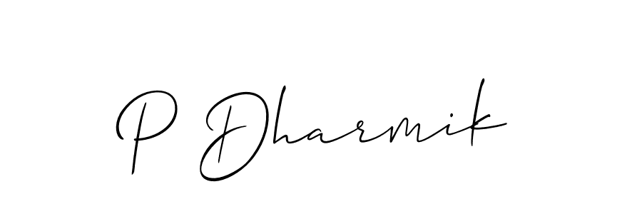 Make a beautiful signature design for name P Dharmik. With this signature (Allison_Script) style, you can create a handwritten signature for free. P Dharmik signature style 2 images and pictures png
