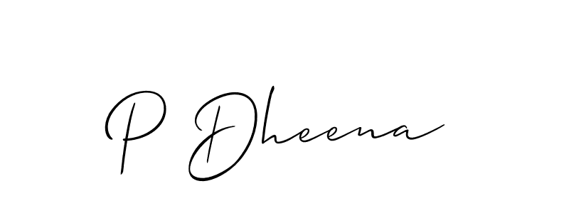 How to make P Dheena signature? Allison_Script is a professional autograph style. Create handwritten signature for P Dheena name. P Dheena signature style 2 images and pictures png