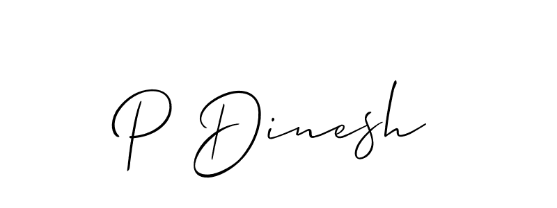 Use a signature maker to create a handwritten signature online. With this signature software, you can design (Allison_Script) your own signature for name P Dinesh. P Dinesh signature style 2 images and pictures png