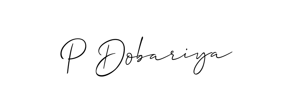 Also we have P Dobariya name is the best signature style. Create professional handwritten signature collection using Allison_Script autograph style. P Dobariya signature style 2 images and pictures png