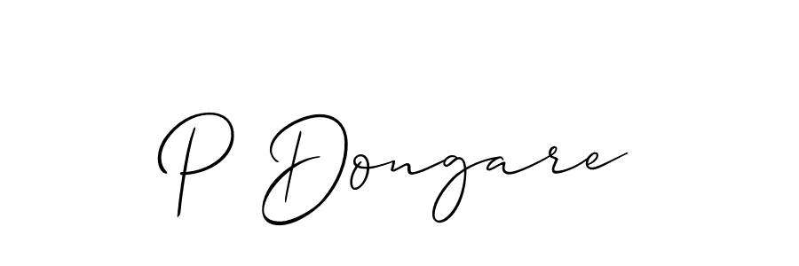 Use a signature maker to create a handwritten signature online. With this signature software, you can design (Allison_Script) your own signature for name P Dongare. P Dongare signature style 2 images and pictures png