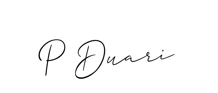 You should practise on your own different ways (Allison_Script) to write your name (P Duari) in signature. don't let someone else do it for you. P Duari signature style 2 images and pictures png