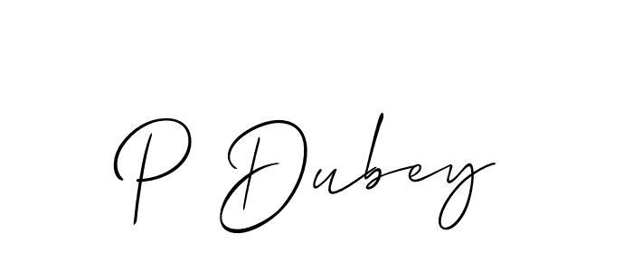 Make a beautiful signature design for name P Dubey. With this signature (Allison_Script) style, you can create a handwritten signature for free. P Dubey signature style 2 images and pictures png