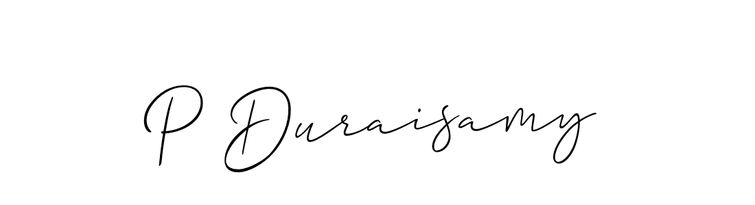 Also we have P Duraisamy name is the best signature style. Create professional handwritten signature collection using Allison_Script autograph style. P Duraisamy signature style 2 images and pictures png