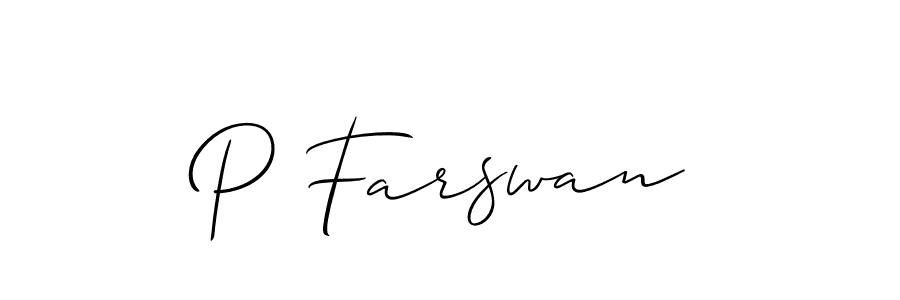 How to make P Farswan signature? Allison_Script is a professional autograph style. Create handwritten signature for P Farswan name. P Farswan signature style 2 images and pictures png