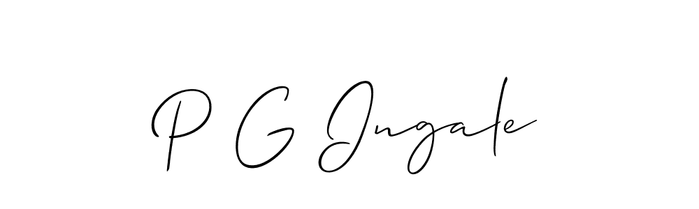 Also You can easily find your signature by using the search form. We will create P G Ingale name handwritten signature images for you free of cost using Allison_Script sign style. P G Ingale signature style 2 images and pictures png