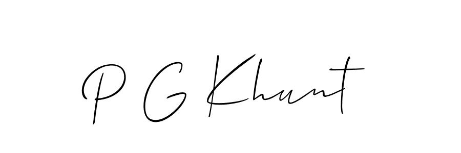 if you are searching for the best signature style for your name P G Khunt. so please give up your signature search. here we have designed multiple signature styles  using Allison_Script. P G Khunt signature style 2 images and pictures png