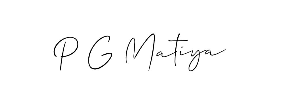 Allison_Script is a professional signature style that is perfect for those who want to add a touch of class to their signature. It is also a great choice for those who want to make their signature more unique. Get P G Matiya name to fancy signature for free. P G Matiya signature style 2 images and pictures png