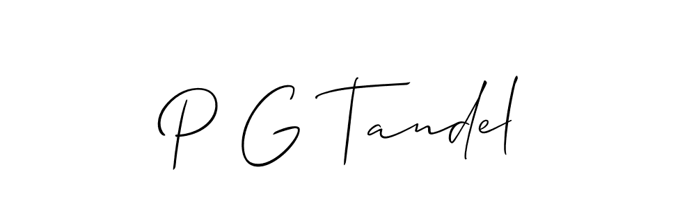 Make a beautiful signature design for name P G Tandel. With this signature (Allison_Script) style, you can create a handwritten signature for free. P G Tandel signature style 2 images and pictures png