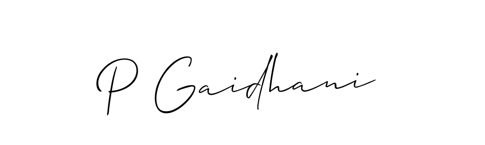 It looks lik you need a new signature style for name P Gaidhani. Design unique handwritten (Allison_Script) signature with our free signature maker in just a few clicks. P Gaidhani signature style 2 images and pictures png