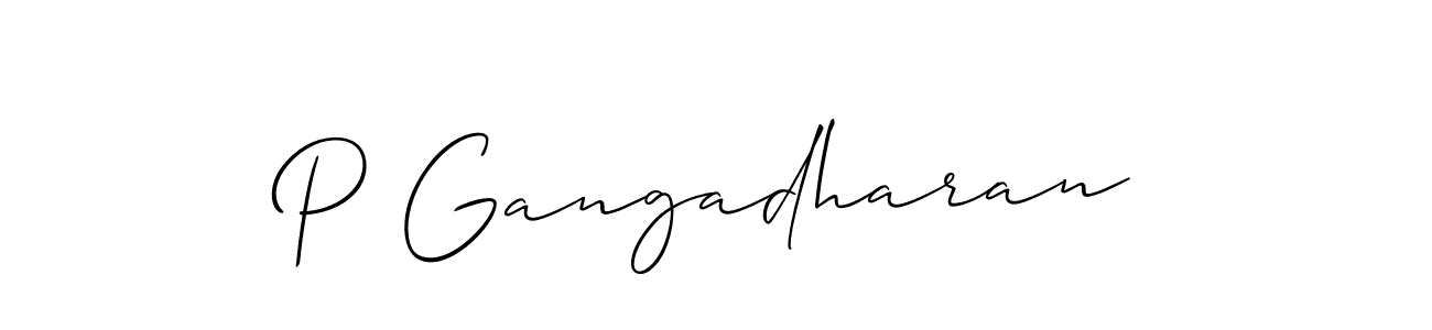 You should practise on your own different ways (Allison_Script) to write your name (P Gangadharan) in signature. don't let someone else do it for you. P Gangadharan signature style 2 images and pictures png