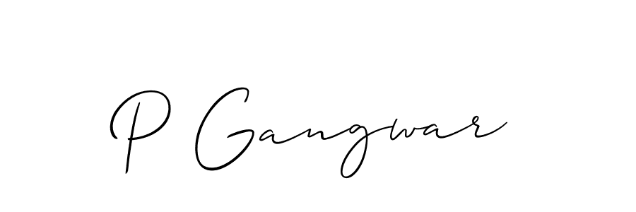 Design your own signature with our free online signature maker. With this signature software, you can create a handwritten (Allison_Script) signature for name P Gangwar. P Gangwar signature style 2 images and pictures png