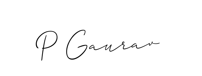 Create a beautiful signature design for name P Gaurav. With this signature (Allison_Script) fonts, you can make a handwritten signature for free. P Gaurav signature style 2 images and pictures png