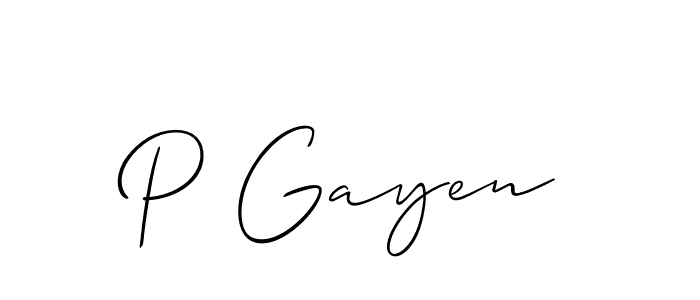 Create a beautiful signature design for name P Gayen. With this signature (Allison_Script) fonts, you can make a handwritten signature for free. P Gayen signature style 2 images and pictures png
