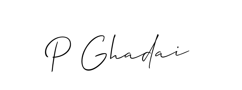 Also we have P Ghadai name is the best signature style. Create professional handwritten signature collection using Allison_Script autograph style. P Ghadai signature style 2 images and pictures png