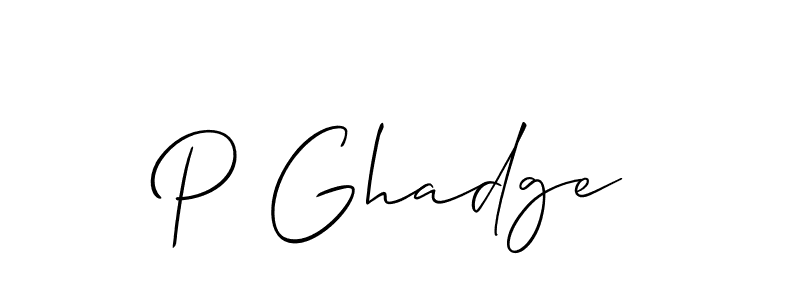 Also You can easily find your signature by using the search form. We will create P Ghadge name handwritten signature images for you free of cost using Allison_Script sign style. P Ghadge signature style 2 images and pictures png