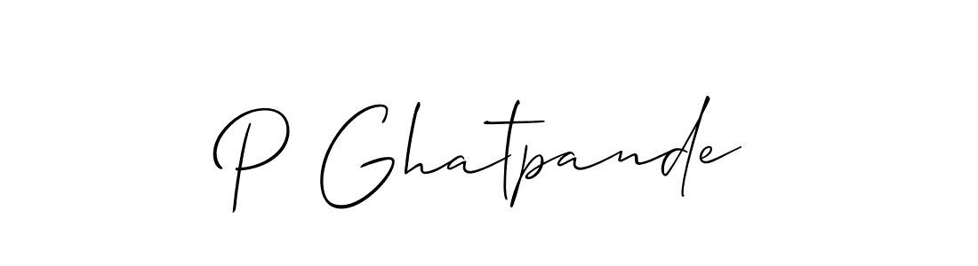 Design your own signature with our free online signature maker. With this signature software, you can create a handwritten (Allison_Script) signature for name P Ghatpande. P Ghatpande signature style 2 images and pictures png