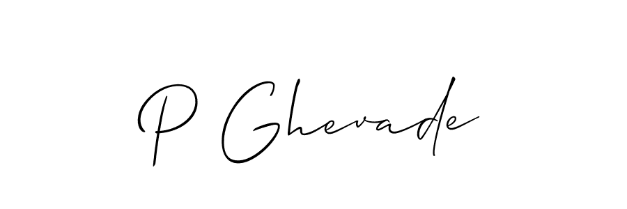 How to make P Ghevade name signature. Use Allison_Script style for creating short signs online. This is the latest handwritten sign. P Ghevade signature style 2 images and pictures png