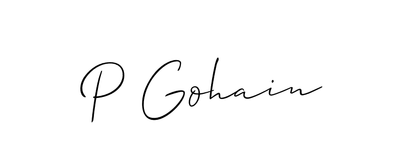 How to make P Gohain signature? Allison_Script is a professional autograph style. Create handwritten signature for P Gohain name. P Gohain signature style 2 images and pictures png