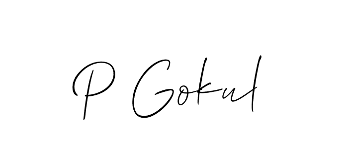 How to make P Gokul name signature. Use Allison_Script style for creating short signs online. This is the latest handwritten sign. P Gokul signature style 2 images and pictures png