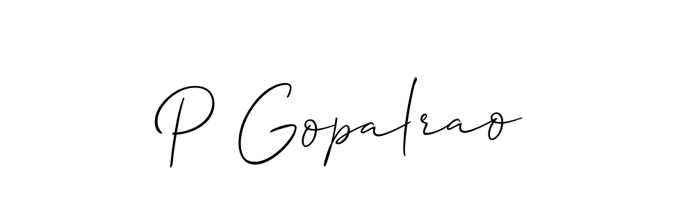 The best way (Allison_Script) to make a short signature is to pick only two or three words in your name. The name P Gopalrao include a total of six letters. For converting this name. P Gopalrao signature style 2 images and pictures png