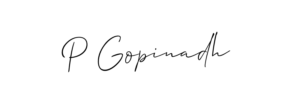 if you are searching for the best signature style for your name P Gopinadh. so please give up your signature search. here we have designed multiple signature styles  using Allison_Script. P Gopinadh signature style 2 images and pictures png