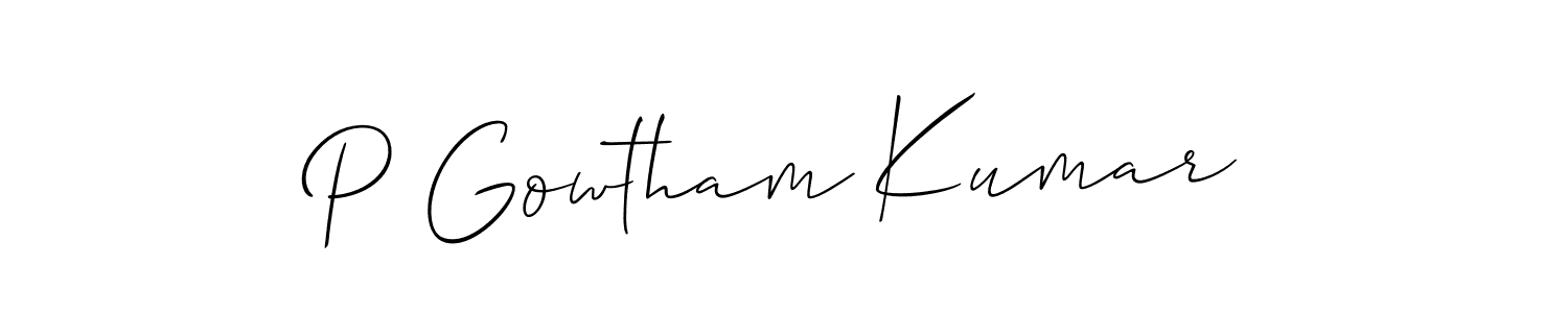 Create a beautiful signature design for name P Gowtham Kumar. With this signature (Allison_Script) fonts, you can make a handwritten signature for free. P Gowtham Kumar signature style 2 images and pictures png