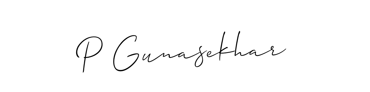 Also You can easily find your signature by using the search form. We will create P Gunasekhar name handwritten signature images for you free of cost using Allison_Script sign style. P Gunasekhar signature style 2 images and pictures png