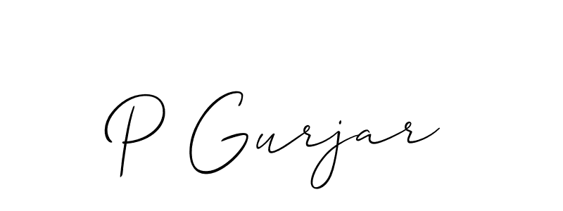 Also You can easily find your signature by using the search form. We will create P Gurjar name handwritten signature images for you free of cost using Allison_Script sign style. P Gurjar signature style 2 images and pictures png