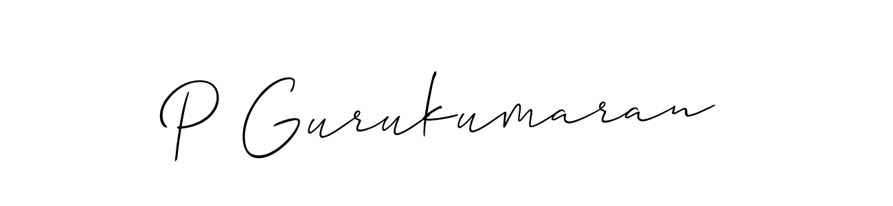 How to make P Gurukumaran signature? Allison_Script is a professional autograph style. Create handwritten signature for P Gurukumaran name. P Gurukumaran signature style 2 images and pictures png