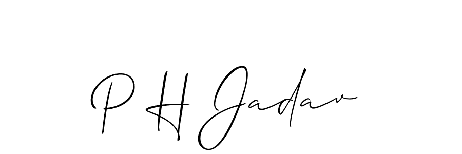 How to make P H Jadav name signature. Use Allison_Script style for creating short signs online. This is the latest handwritten sign. P H Jadav signature style 2 images and pictures png