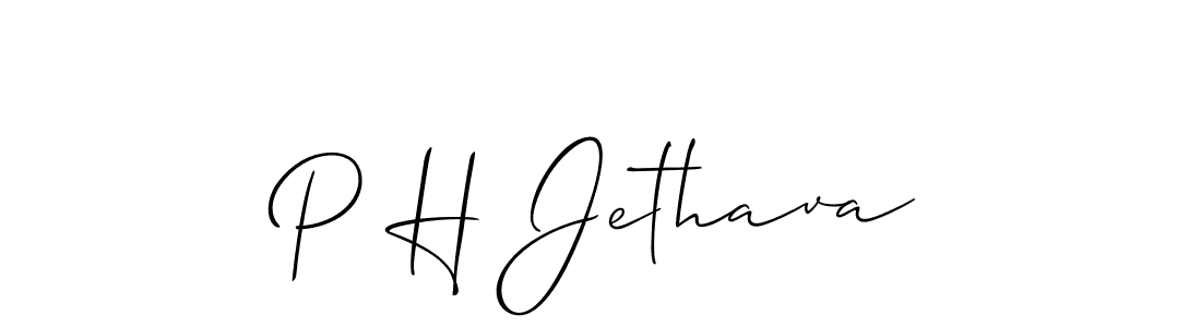 if you are searching for the best signature style for your name P H Jethava. so please give up your signature search. here we have designed multiple signature styles  using Allison_Script. P H Jethava signature style 2 images and pictures png