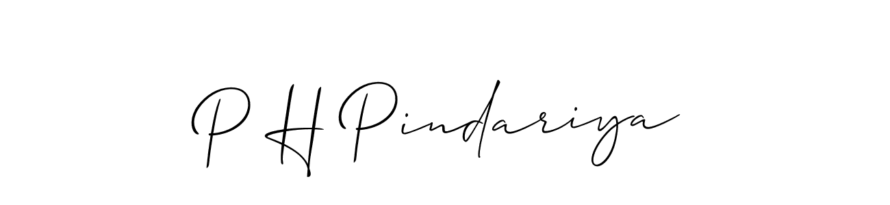 The best way (Allison_Script) to make a short signature is to pick only two or three words in your name. The name P H Pindariya include a total of six letters. For converting this name. P H Pindariya signature style 2 images and pictures png
