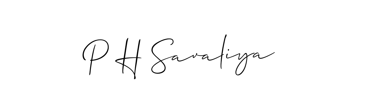 Create a beautiful signature design for name P H Savaliya. With this signature (Allison_Script) fonts, you can make a handwritten signature for free. P H Savaliya signature style 2 images and pictures png