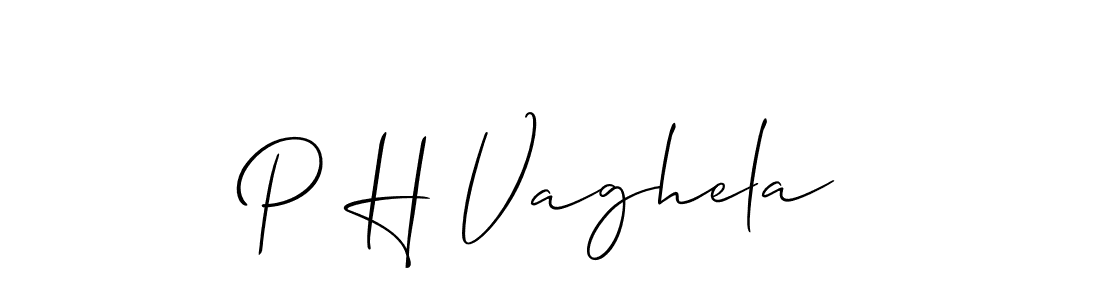 Make a beautiful signature design for name P H Vaghela. With this signature (Allison_Script) style, you can create a handwritten signature for free. P H Vaghela signature style 2 images and pictures png