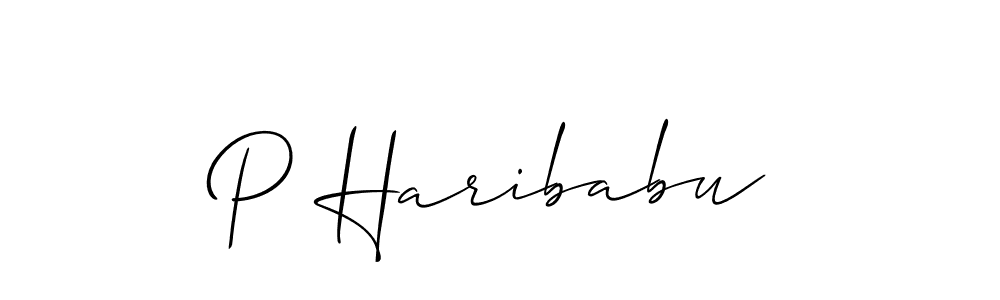 How to make P Haribabu name signature. Use Allison_Script style for creating short signs online. This is the latest handwritten sign. P Haribabu signature style 2 images and pictures png