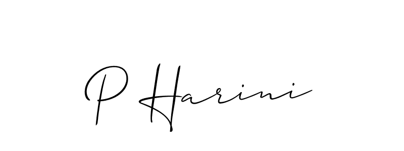 Design your own signature with our free online signature maker. With this signature software, you can create a handwritten (Allison_Script) signature for name P Harini. P Harini signature style 2 images and pictures png