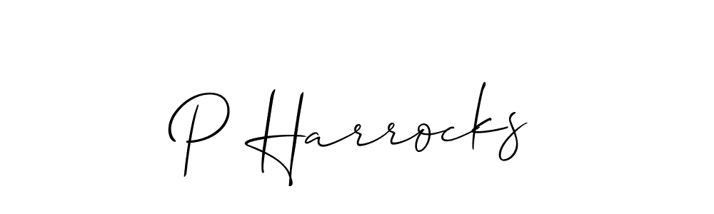 The best way (Allison_Script) to make a short signature is to pick only two or three words in your name. The name P Harrocks include a total of six letters. For converting this name. P Harrocks signature style 2 images and pictures png