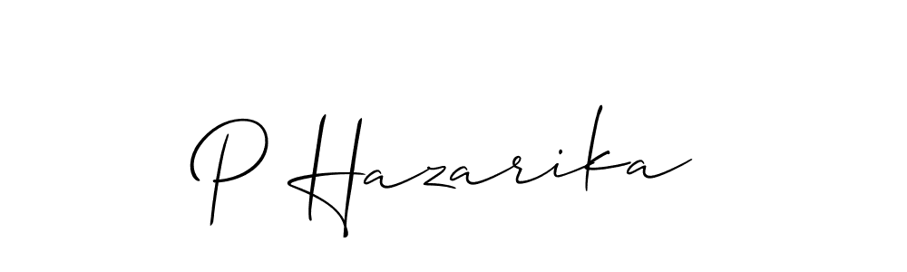 How to make P Hazarika name signature. Use Allison_Script style for creating short signs online. This is the latest handwritten sign. P Hazarika signature style 2 images and pictures png