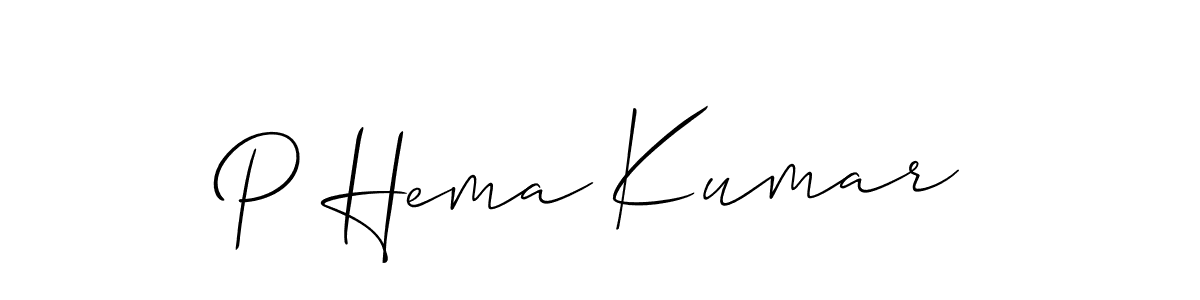 Create a beautiful signature design for name P Hema Kumar. With this signature (Allison_Script) fonts, you can make a handwritten signature for free. P Hema Kumar signature style 2 images and pictures png