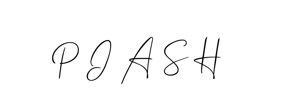 The best way (Allison_Script) to make a short signature is to pick only two or three words in your name. The name P I A S H include a total of six letters. For converting this name. P I A S H signature style 2 images and pictures png