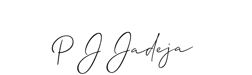 Create a beautiful signature design for name P J Jadeja. With this signature (Allison_Script) fonts, you can make a handwritten signature for free. P J Jadeja signature style 2 images and pictures png