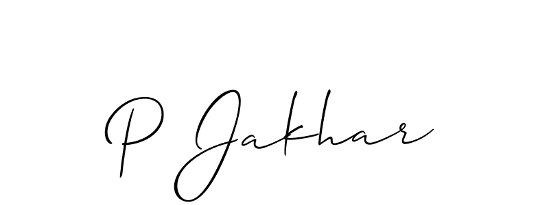 How to make P Jakhar name signature. Use Allison_Script style for creating short signs online. This is the latest handwritten sign. P Jakhar signature style 2 images and pictures png