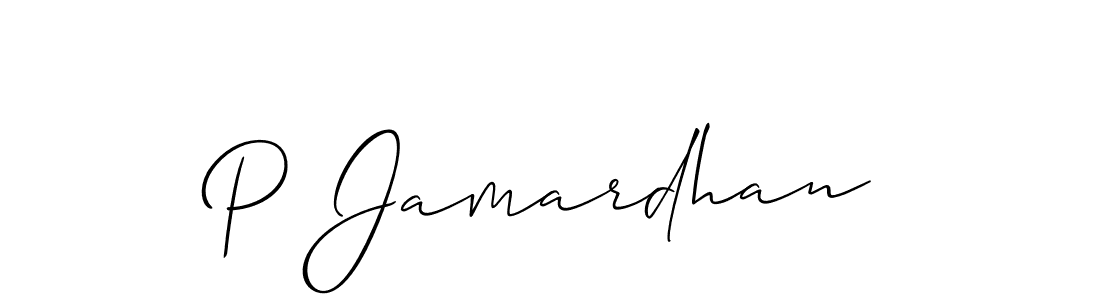 Also we have P Jamardhan name is the best signature style. Create professional handwritten signature collection using Allison_Script autograph style. P Jamardhan signature style 2 images and pictures png