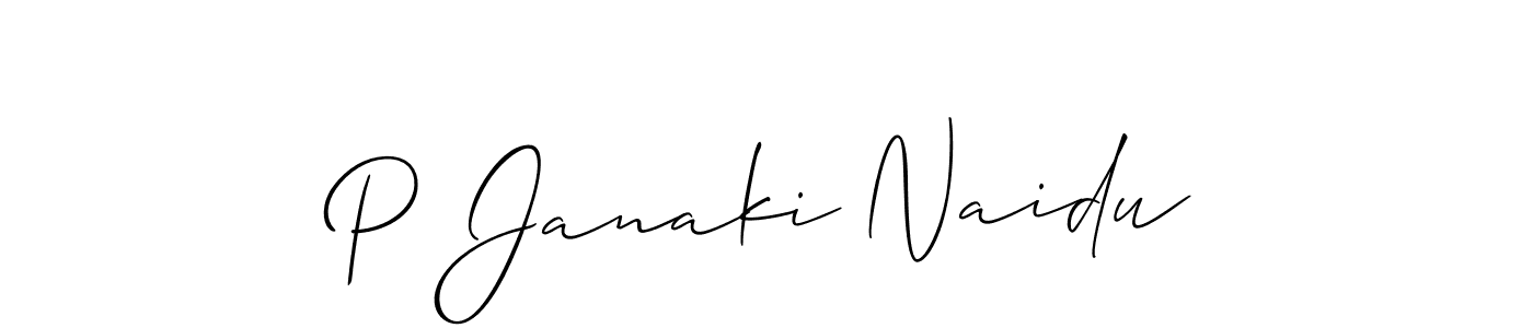 Also we have P Janaki Naidu name is the best signature style. Create professional handwritten signature collection using Allison_Script autograph style. P Janaki Naidu signature style 2 images and pictures png