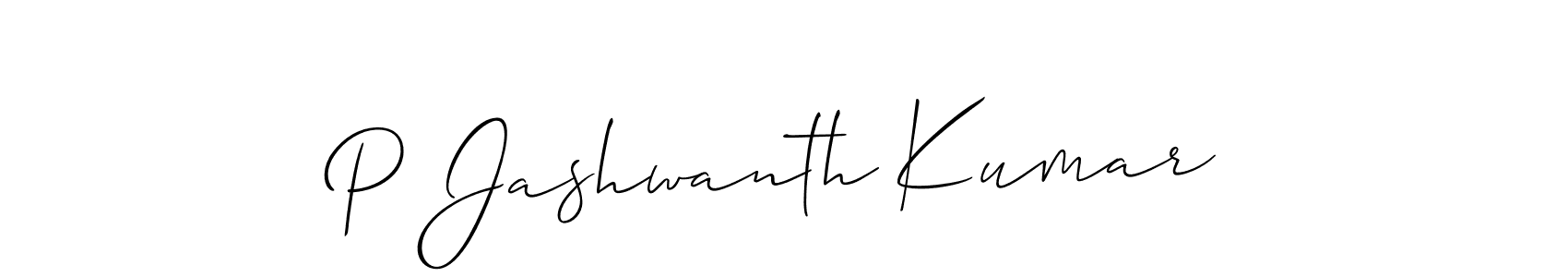 Make a beautiful signature design for name P Jashwanth Kumar. With this signature (Allison_Script) style, you can create a handwritten signature for free. P Jashwanth Kumar signature style 2 images and pictures png
