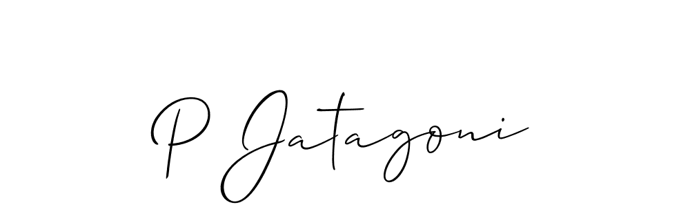 Make a beautiful signature design for name P Jatagoni. With this signature (Allison_Script) style, you can create a handwritten signature for free. P Jatagoni signature style 2 images and pictures png
