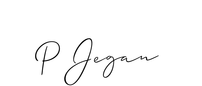 Design your own signature with our free online signature maker. With this signature software, you can create a handwritten (Allison_Script) signature for name P Jegan. P Jegan signature style 2 images and pictures png